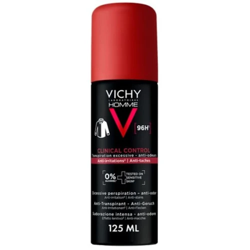 Vichy Homme Clinical Control 96 h Antyperspirant, 125 ml - Dla mężczyzn - przeciw poceniu i nieprzyjemnym zapachom