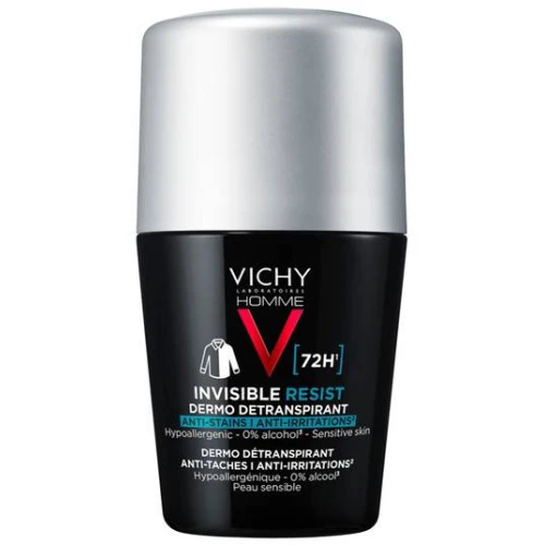 Vichy Homme Invisible Resist antyperspirant 72h dla mężczyzn, przeciw śladom na ubraniach, roll-on 50 ml - Dezodorant dla aktywnych mężczyzn