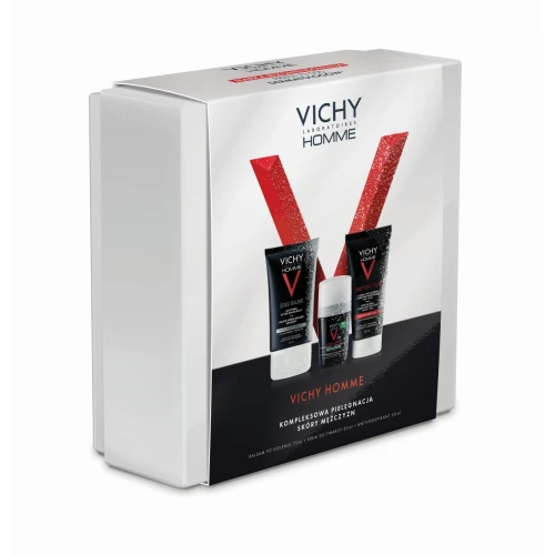 Vichy Homme Zestaw - Balsam po goleniu, 75 ml + Krem do twarzy, 50 ml + Antyperspirant, 50 ml - Zestaw pielęgnacyjny dla mężczyzn