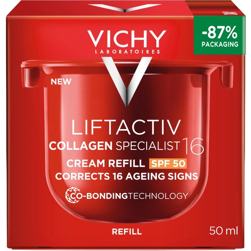 Liftactiv Collagen Specialist 16 Krem SPF 50  Wkład uzupełniający, 50 ml - Ekologiczne rozwiązanie dla skóry wymagającej ochrony i regeneracji