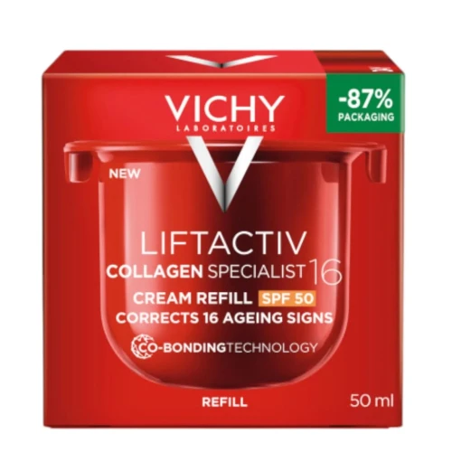 Vichy Liftactiv Collagen Specialist 16 SPF50 Krem do twarzy - Refill, 50 ml - Ekologiczne rozwiązanie dla skóry wymagającej ochrony i regeneracji