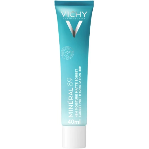 Vichy Minéral 89 Sorbet Mat Hydratation 48H Matujący żel nawilżający do twarzy, 40 ml - Intensywne nawilżenie, kontrola sebum i zwężenie porów