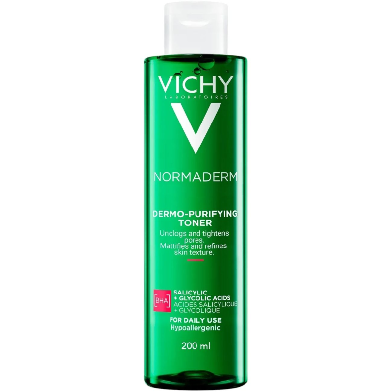 Vichy Normaderm, tonik oczyszczający do twarzy, 200 ml  - Do skóry skłonnej do powstawania niedoskonałości