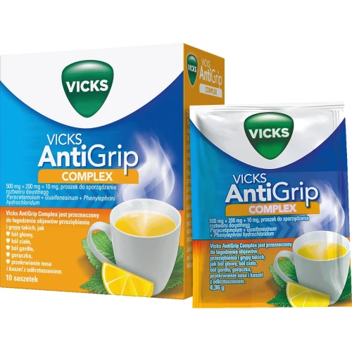 Vicks AntiGrip Complex, 10 saszetek - Łagodzenie objawów przeziębienia i grypy