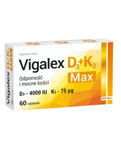 Vigalex D3+K2 Max, 60 tabletek - Uzupełnienia dietę w witaminę D oraz witaminę K