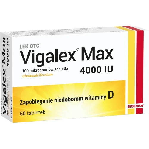 Vigalex Max 4000 IU, 60 tabletek - Zapobieganie niedoborom witaminy D