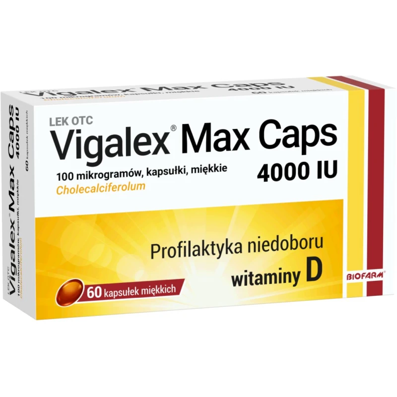 Vigalex Max Caps 4 000 I.U, 60 kapsułek - Witamina D3 4000 IU w kapsułkach miękkich