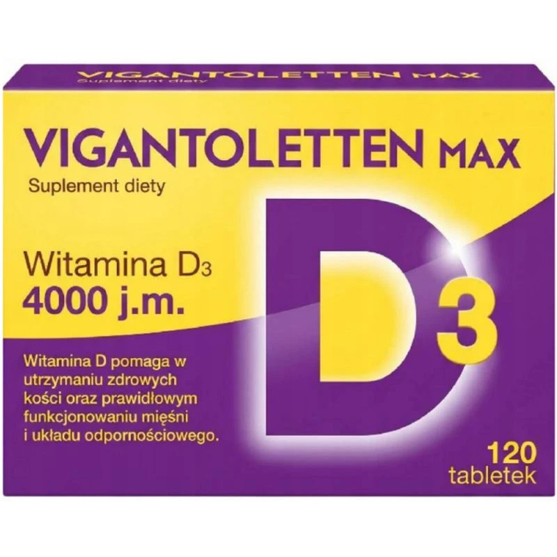 Vigantoletten Max, 2000 j.m., 120 kapsułek - Z witaminą D, wspierającą odporność i zdrowie kości dla osób dorosłych 