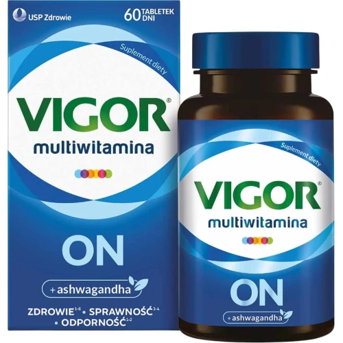 Vigor Multiwitamina On, 60 tabletek - Kompozycja witamin i minerałów dla mężczyzn wzbogacona ekstraktem z ashwagandhy