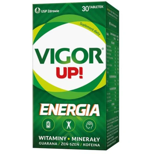 Vigor Up! Energia, 30 tabletek - Witaminy z ekstraktami guarany i żeń-szenia, oraz kofeiną