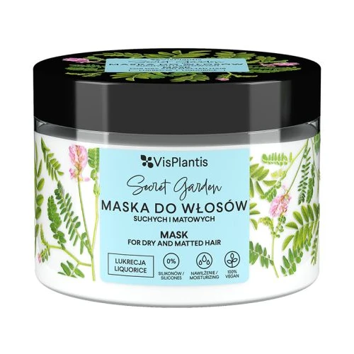 Vis Plantis Secret Garden Lukrecja Maska do włosów suchych i matowych, 300 ml - Intensywne nawilżenie, wygładzenie i naturalny połysk