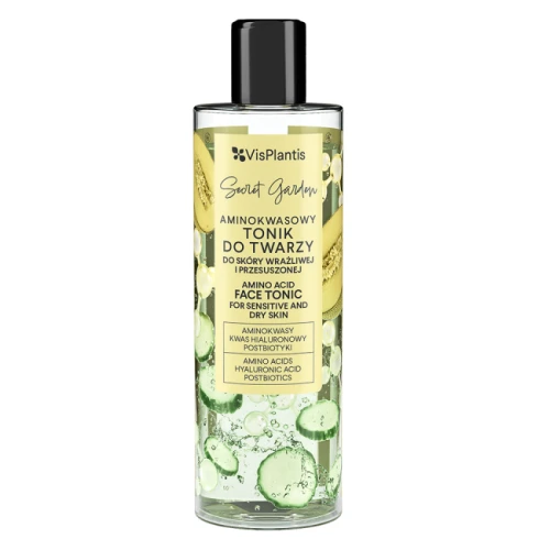 Vis Plantis Secret Garden Aminokwasowy tonik do twarzy, 200 ml - Łagodzący tonik z aminokwasami i postbiotykami