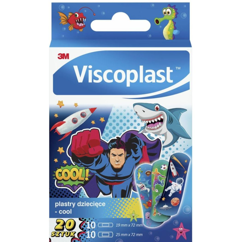 Viscoplast Cool, plastry dla dzieci, 20 sztuk - Delikatne dla skóry, wysoce przepuszczające powietrze