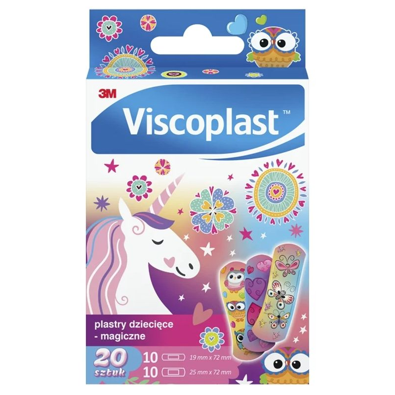 Viscoplast Magiczne, plastry dla dzieci, 20 sztuk - Delikatne dla skóry, wysoce przepuszczające powietrze