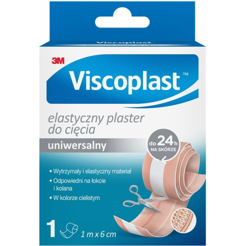 Viscoplast Elastyczny, cielisty, 1m x 6cm - Trwały i mocny plaster z wodoodpornym klejem oraz możliwością przycięcia