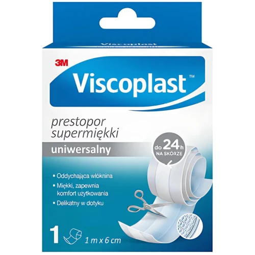 Viscoplast Prestopor  Uniwersalny, supermiękki, plaster do cięcia 1 m x 6 cm - Delikatny, dopasowujący się do ruchów ciała 