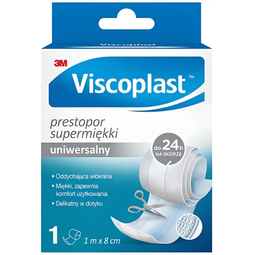 Viscoplast Prestopor Supermiękki plaster do cięcia, 1 m x 8 cm - Delikatny, dopasowujący się do ruchów ciała