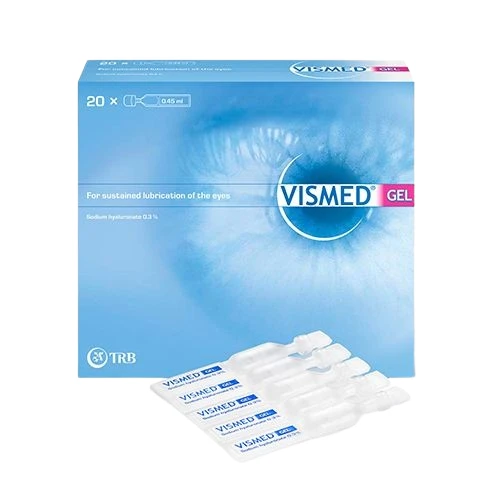 Vismed Gel Krople do oczu, minimsy, 0,45 ml x 20 sztuk - Długotrwała ulga dla suchych i zmęczonych oczu
