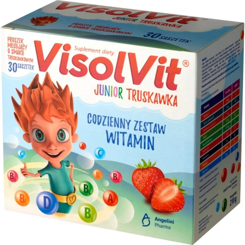 VisolVit Junior Truskawka, 30 saszetek - Zestaw witamin dla dzieci. 