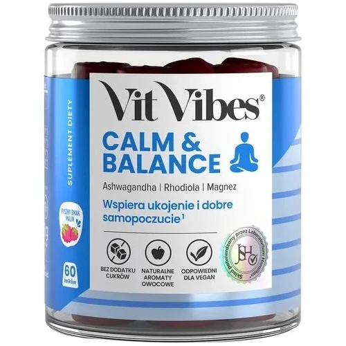 Vit Vibes Calm & Balance, o smaku malinowym, 60 żelków - Z ashwagandhą, rhodiolą | magnezem