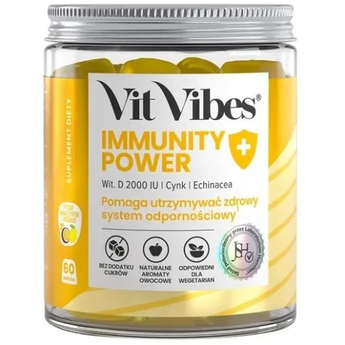 Vit Vibes Immunity Power, o smaku marakui i cytryn, 60 żelków - Witaminy oraz jeżówka purpurowa wspierają układ odpornościowy