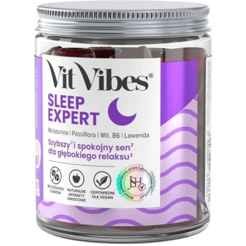 Vit Vibes Sleep Expert, 60 żelków - Melatonina, passiflora i witamina B6