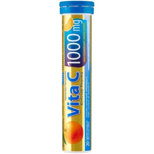 Activlab Vita C 1000 mg smak pomarańczowy, 20 tabletek musujących - Witamina C pomaga w prawidłowym funkcjonowaniu układu odpornościowego