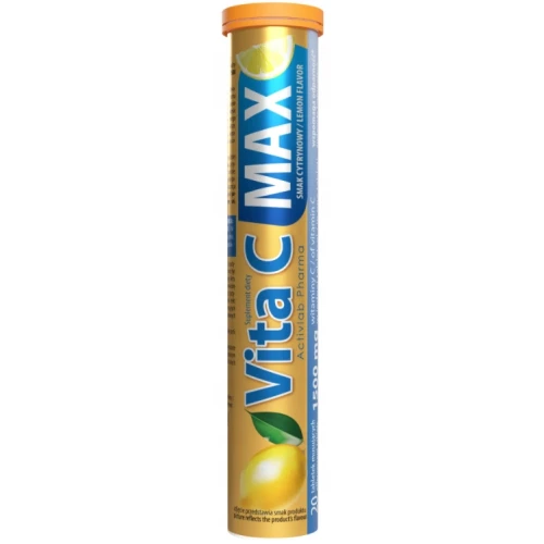 Activlab Vita C Max o smaku cytrynowym, 20 tabletek musujących -  Witamina C bez cukru dla diabetyków