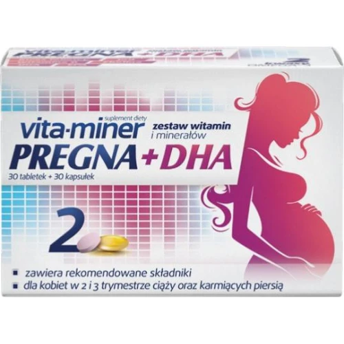Vita-Miner Pregna 2 + DHA, 30 tabletek + 30 kapsułek - Wsparcie w II i III trymestrze ciąży oraz podczas karmienia piersią