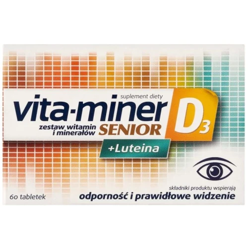 Vita-Miner Senior D3 + Luteina, 60 tabletek - Kompleks witamin, minerałów dla seniorów