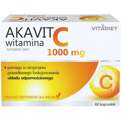 Vitadiet Akavit Witamina C 1000 mg, 60 kapsułek - Pomaga w utrzymaniu prawidłowego funkcjonowania układu odpornościowego