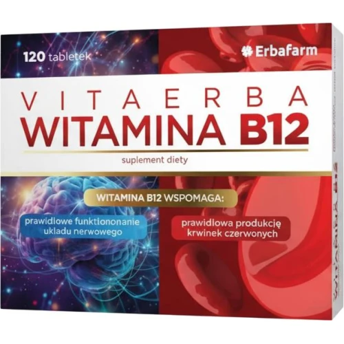 VitaErba Witamina B12, 120 tabletek - Wsparcie prawidłowego funkcjonowania ukladu nerwowego