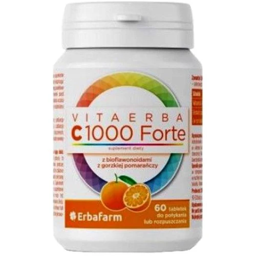 VitaErba Witamina C1000 Forte, 60 tabletek - Witamina C oraz bioflawonoidy z gorzkiej pomarańczy