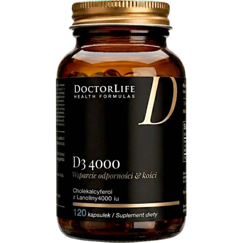 Doctor Life D3 4000, 120 kapsułek - Wysoka dawka witaminy D3  w oleju MCT