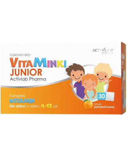 VitaMinki Junior, 30 saszetek o smaku pomarańczowym - Suplement diety z witaminami