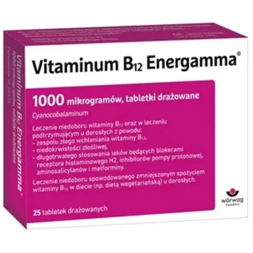 Vitaminum B12 Energamma 1 mg, 25 tabletek - Witamina B12 lek
