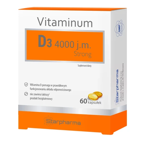 Vitaminum D3 4000 j.m. Strong, 60 kapsułek - Kapsułki z wysoką zawartością witaminy D