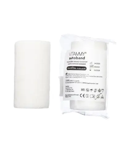 Vitammy Autoband Elastyczny bandaż kohezyjny biały 10 cm x 4,5 m, 1 sztuka - Do mocowania opatrunków