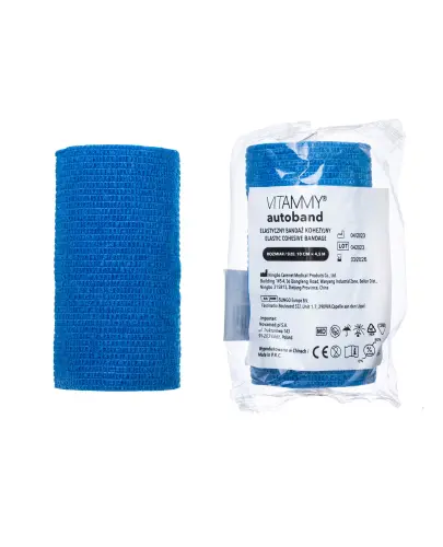 Vitammy Autoband Elastyczny bandaż kohezyjny turkusowy 10 cm x 4,5 m, 1 sztuka - Dedykowany do mocowania opatrunków