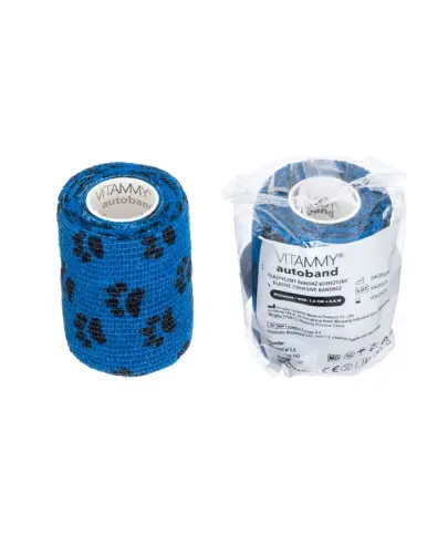 Vitammy Autoband Elastyczny bandaż kohezyjny łapki 7,5 cm x 4,5 m, 1 sztuka - Do opatrywania urazów oraz mocowania opatrunków