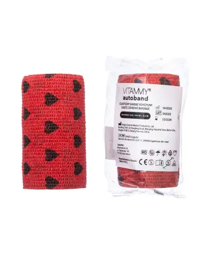 Vitammy Autoband Elastyczny bandaż kohezyjny serduszka czarne 10 cm x 4,5 m, 1 sztuka - Do mocowania opatrunków