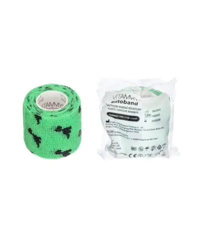 Vitammy Autoband Elastyczny bandaż kohezyjny dinozaury 5 cm x 4,5 m, 1 sztuka - Używany przy urazach mięśni, ścięgien i więzadeł