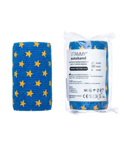 Vitammy Autoband Elastyczny bandaż kohezyjny gwiazdki 10 cm x 4,5 m, 1 sztuka - Stabilnie utrzymuje opatrunek na jego miejscu bez ryzyka przesunięć