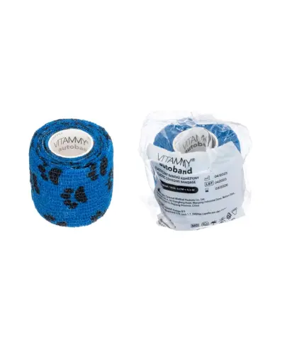 Vitammy Autoband Elastyczny bandaż kohezyjny łapki 5 cm x 4,5 m, 1 sztuka - Przeznaczony do mocowania opatrunków