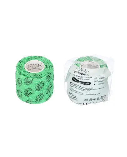 Vitammy Autoband Elastyczny bandaż kohezyjny pieski 5 cm x 4,5 m, 1 sztuka - Do stabilizacji opatrunków i ochrony stawów