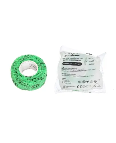 Vitammy Autoband Elastyczny bandaż kohezyjny zielone buźki 2,5 cm x 4,5 m, 1 sztuka - Adresowany do mocowania opatrunków