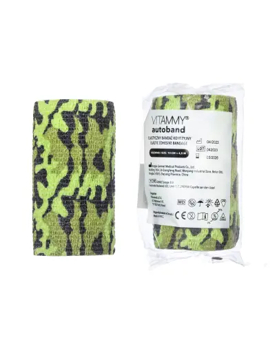 Vitammy Autoband Elastyczny bandaż kohezyjny zielone moro 10 cm x 4,5 m, 1 sztuka