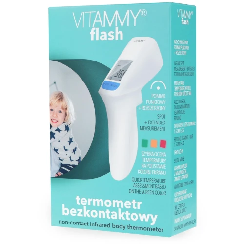 Vitammy Flash Termometr bezdotykowy, 1 sztuka - Wyrób medyczny do szybkiego pomiaru temperatury