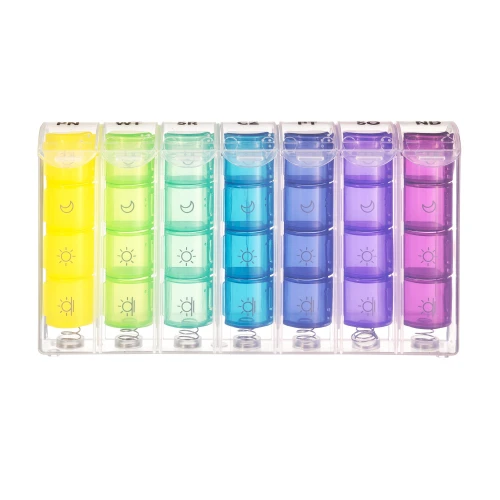 Vitammy Pilla Slide Tygodniowa kasetka na leki 7 x 4, 1 sztuka - Kolorowy organizer na leki