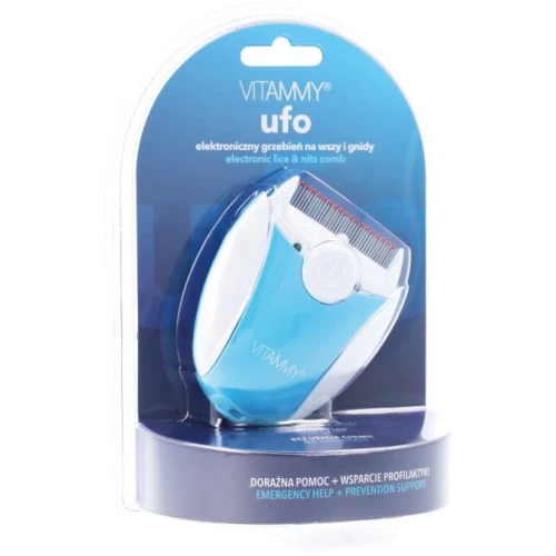 Vitammy UFO Grzebień elektroniczny na wszy i gnidy, niebieski, 1 sztuka  - Unieszkodliwia dorosłe wszy oraz gnidy 